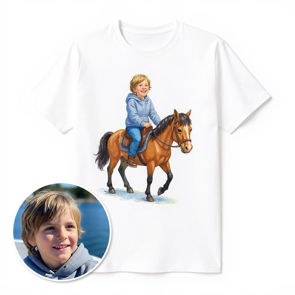 Custom Sweet Rider Photo T-shirt - Turn Your Child Into a Cartoon!
