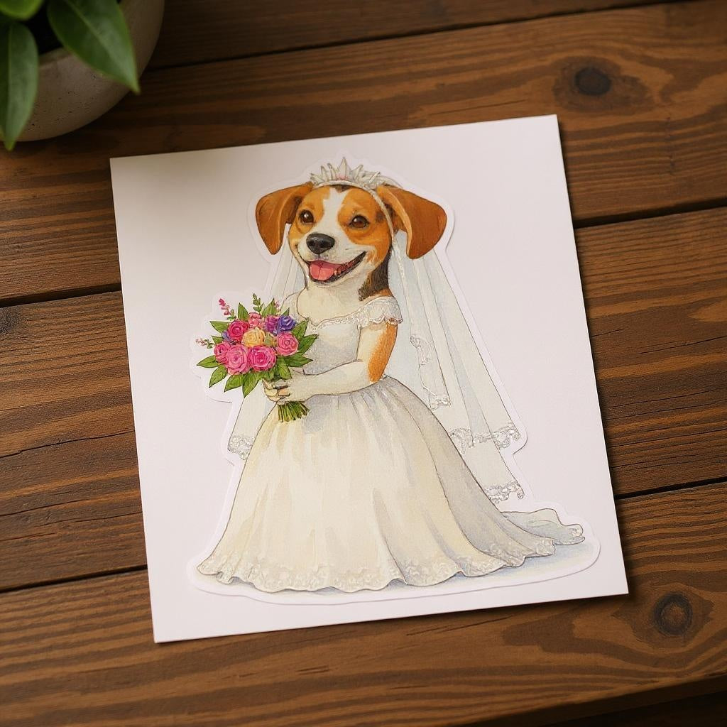 The Blushing Bride - Custom Pet or Person Portrait Photo Sticker