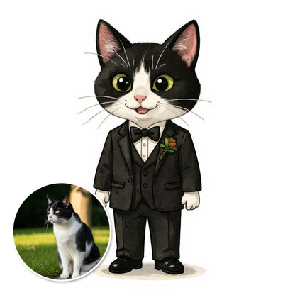 The Groomsman - Custom Pet or Person Portrait Photo Sticker