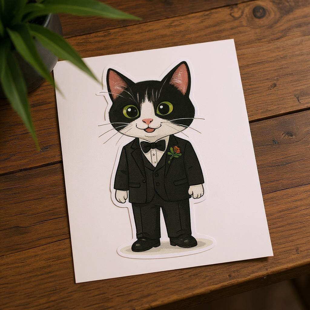 The Groomsman - Custom Pet or Person Portrait Photo Sticker
