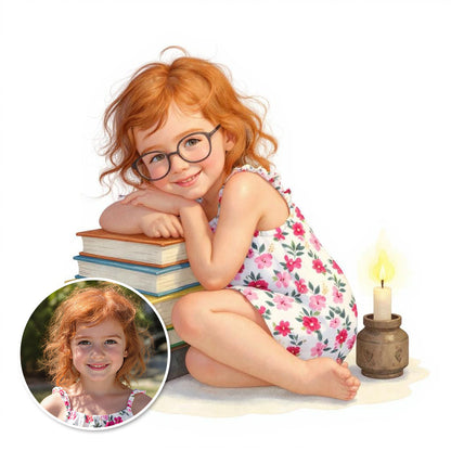 Bookworm- Custom Person or Pet Photo Sticker