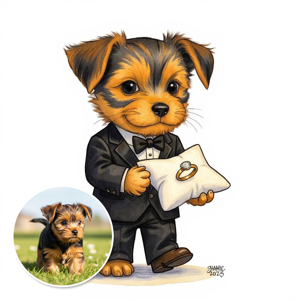 The Ring Bearer - Custom Pet or Person Portrait Photo Sticker