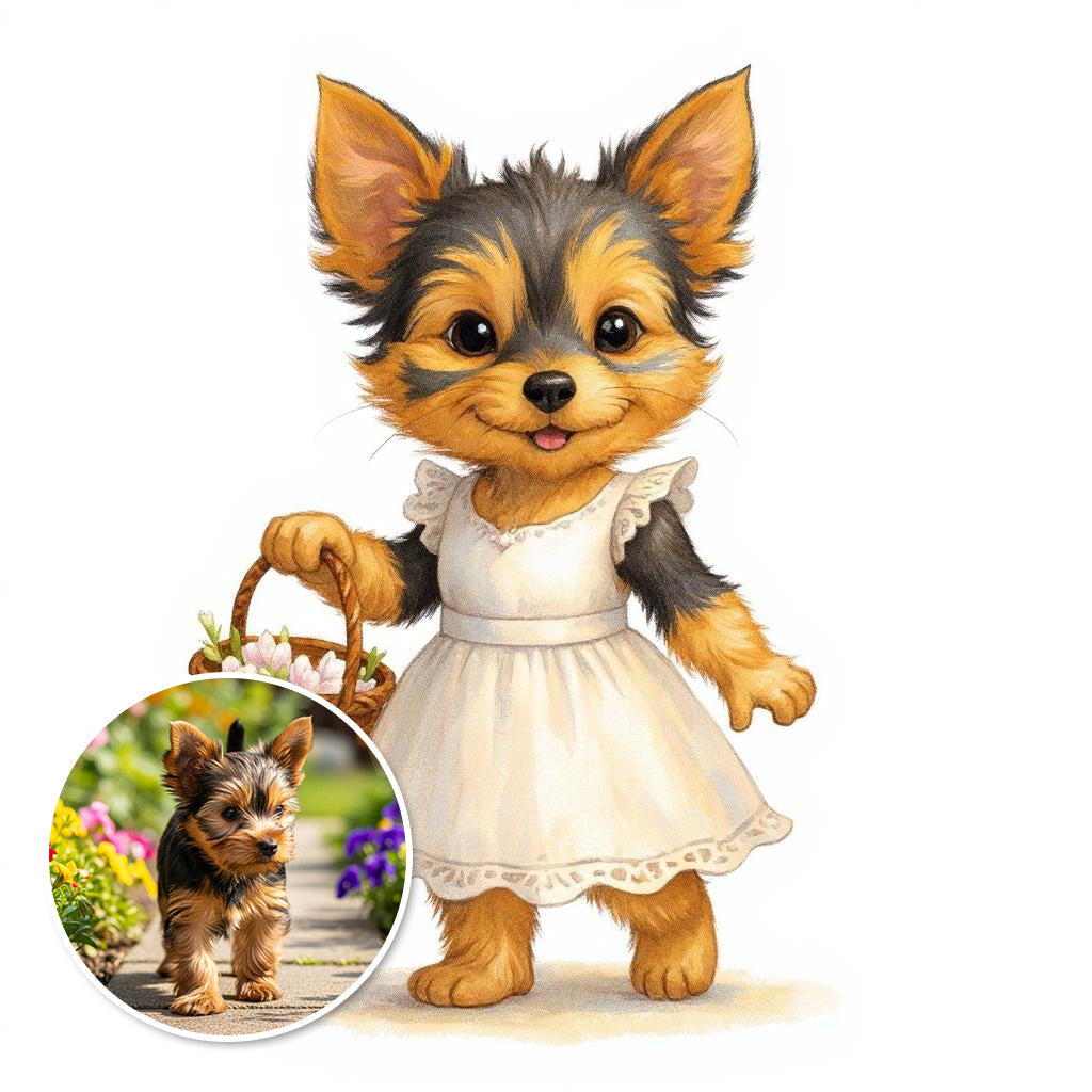 The Flower Girl - Custom Pet or Person Portrait Photo Sticker