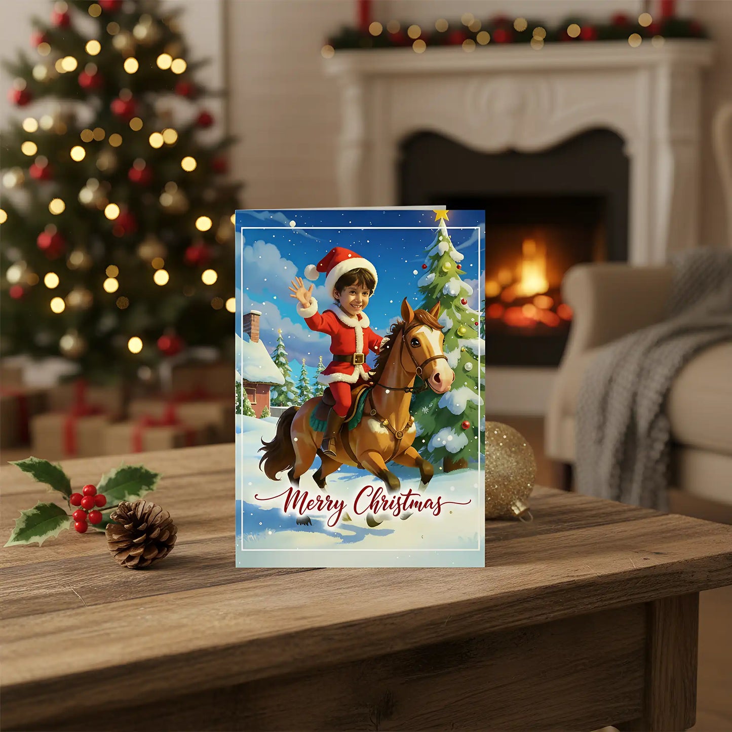 The Christmas Rider - Personalized Greeting Card