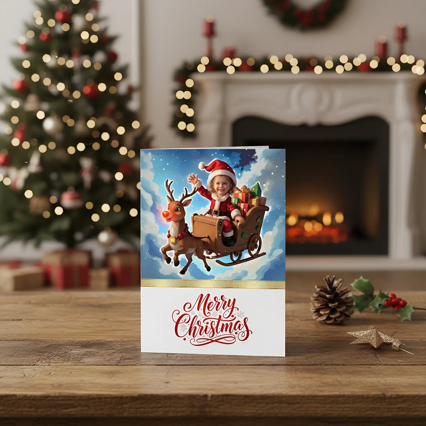The Sleigh Rider - Personalized Greeting Card