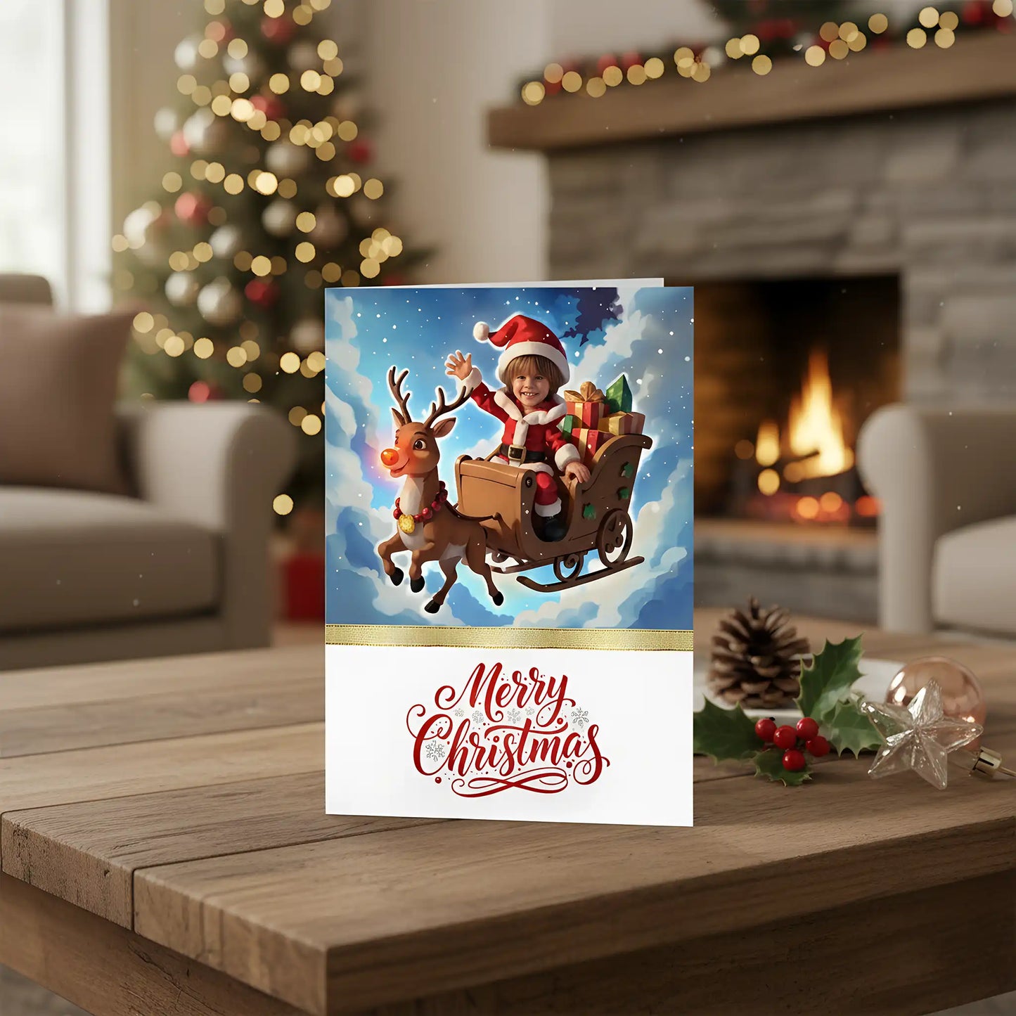The Sleigh Rider - Personalized Greeting Card