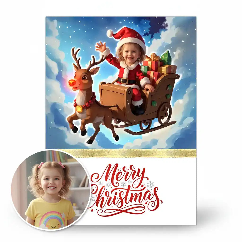 The Sleigh Rider - Personalized Greeting Card