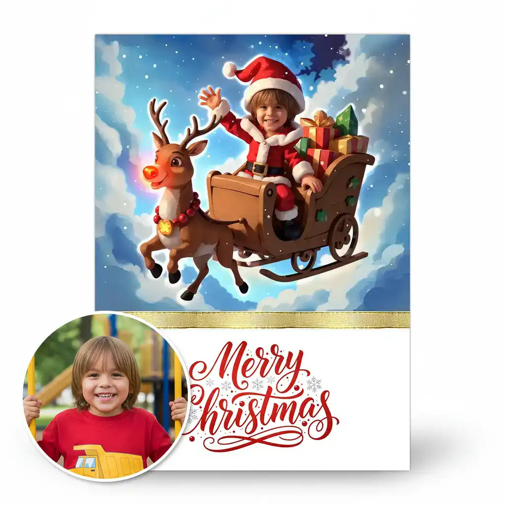 The Sleigh Rider - Personalized Greeting Card