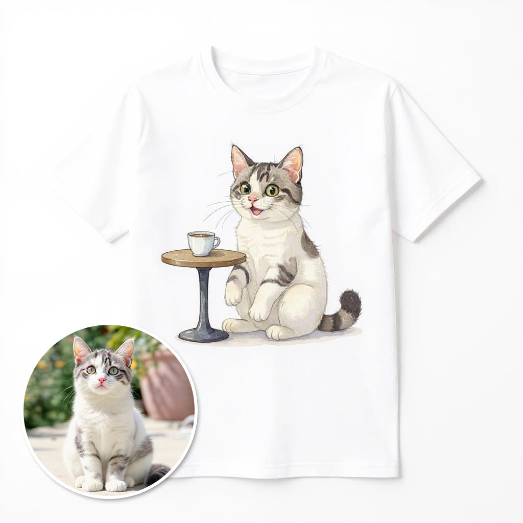 Cafe Cutie - Custom Pet or Person Photo T-shirt