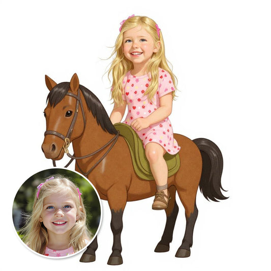 Custom Artistic Rider Photo Sticker - Turn Your Child Into a Cartoon!
