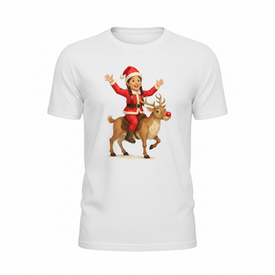 The Reindeer Rider - Custom Person or Pet Photo T-shirt