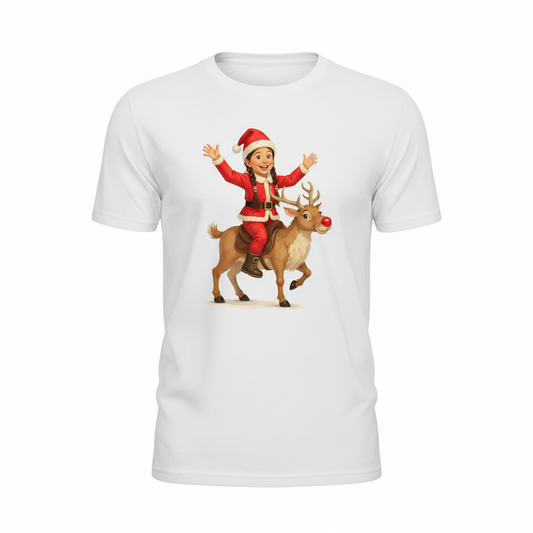 The Reindeer Rider - Custom Person or Pet Photo T-shirt