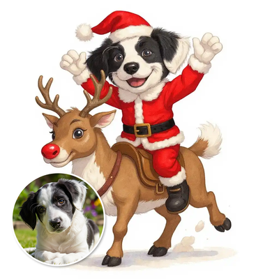 The Reindeer Rider - Custom Person or Pet Photo Sticker