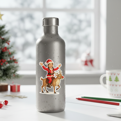 The Reindeer Rider - Custom Person or Pet Photo Sticker