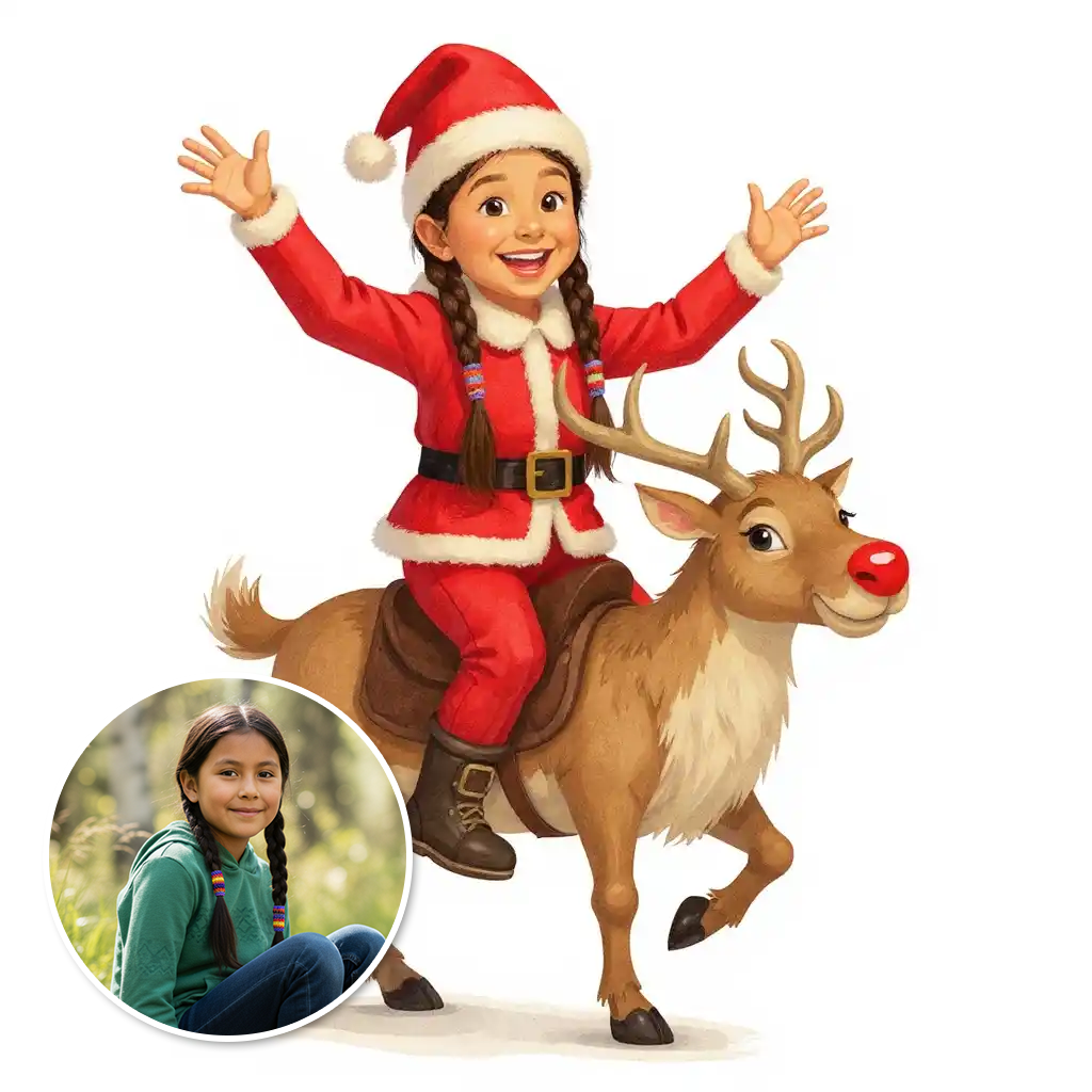 The Reindeer Rider - Custom Person or Pet Photo Sticker