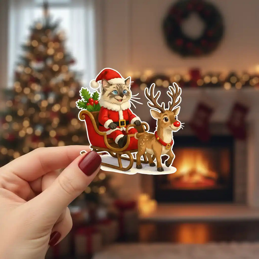 The Sleigh Commander - Custom Person or Pet Photo Sticker