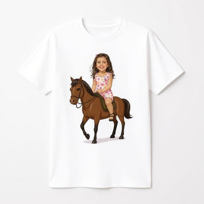 Custom Storybook Rider Photo T-shirt - Turn Your Child Into a Cartoon!